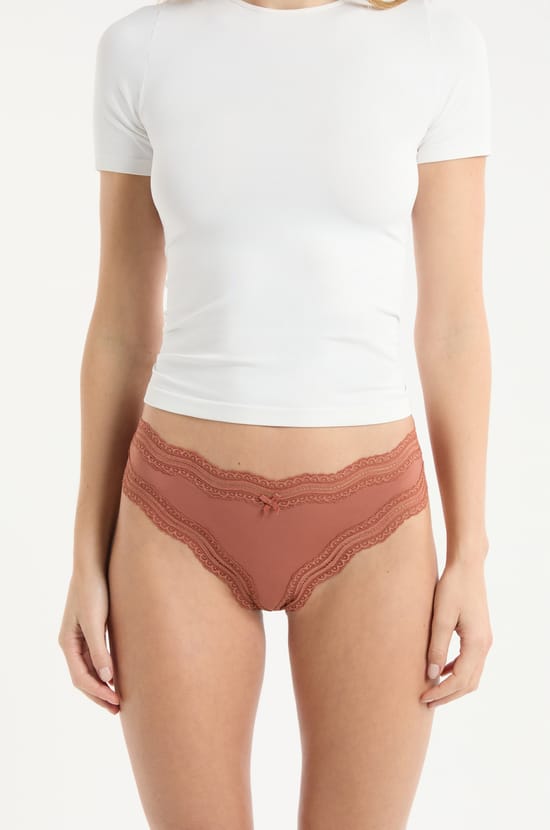 Tanga with Lace Trim in Microfibre;${refinementColor}