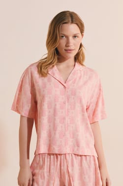 Chemise de pyjama courte &agrave; motifs;${refinementColor}