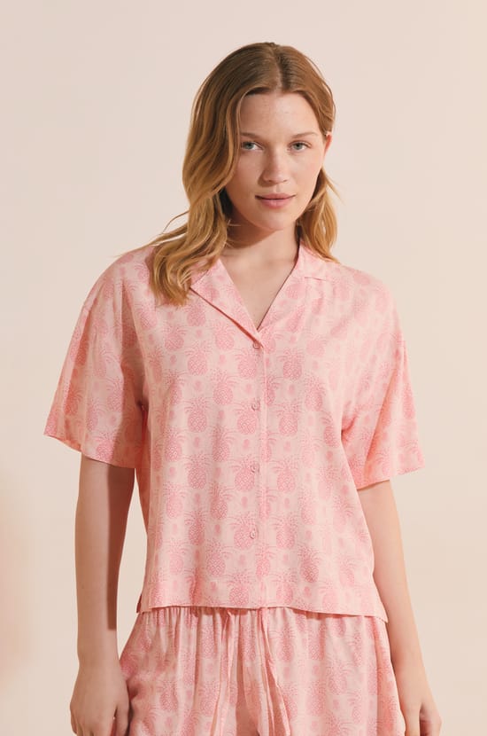 Chemise de pyjama courte &agrave; motifs;${refinementColor}