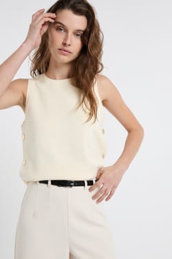 Sleeveless Buttoned Sweater;${refinementColor}
