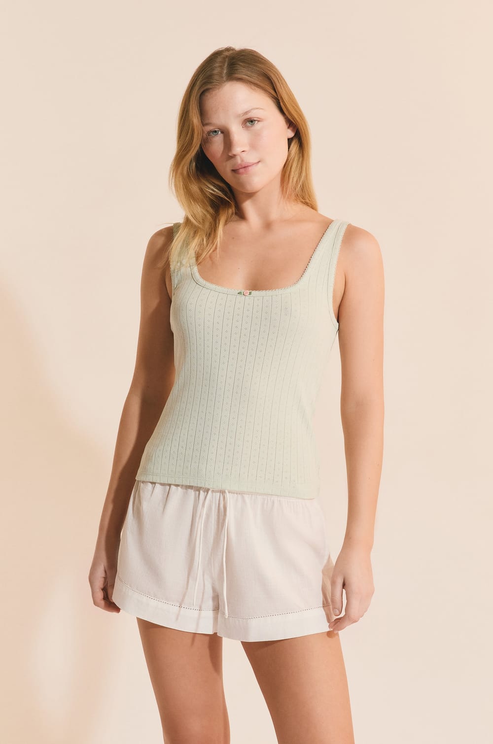 D&eacute;bardeur de pyjama en pointelle;${refinementColor}