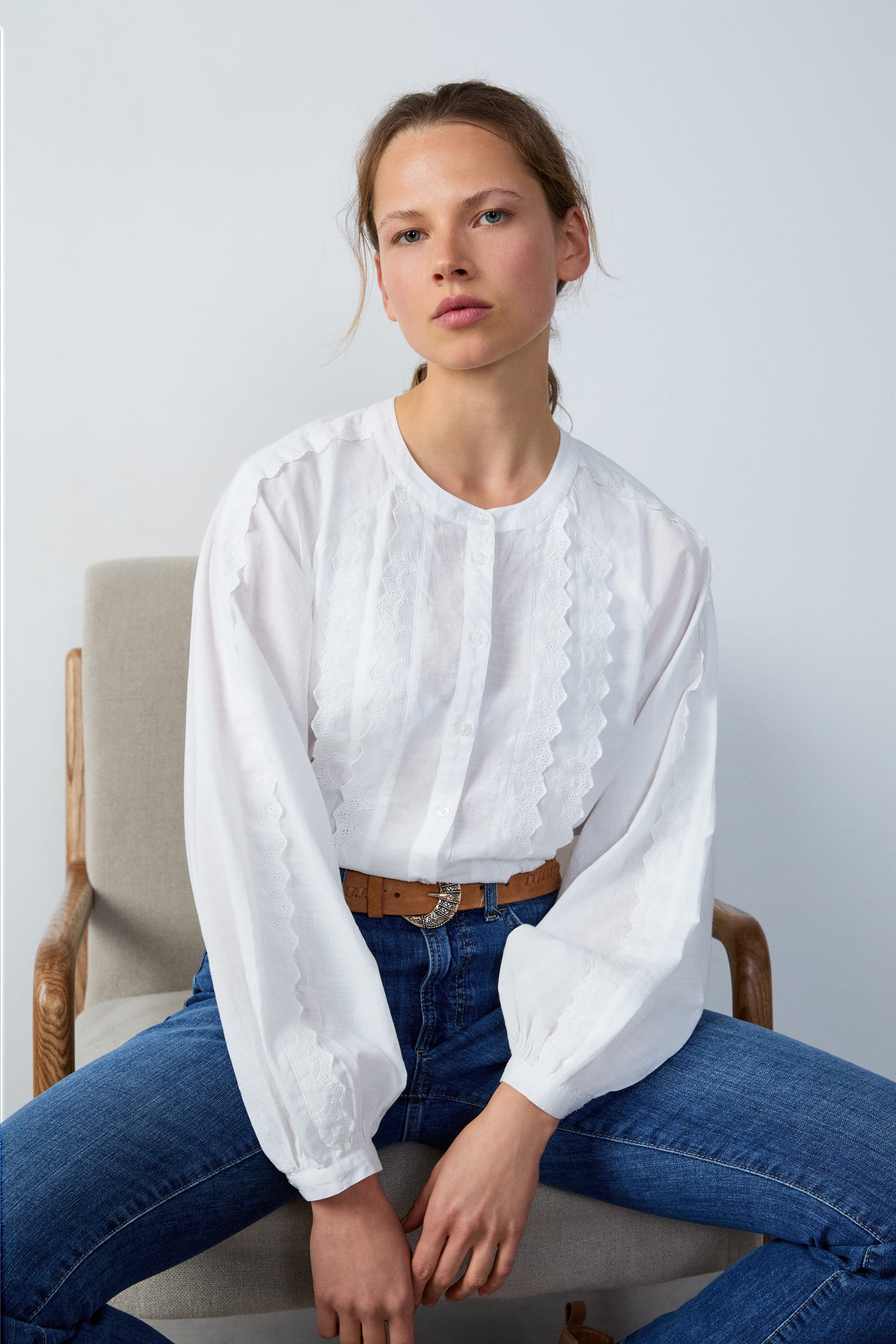 chemise manches longues volants