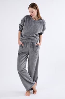 Pantalon de pyjama effet velours;${refinementColor}