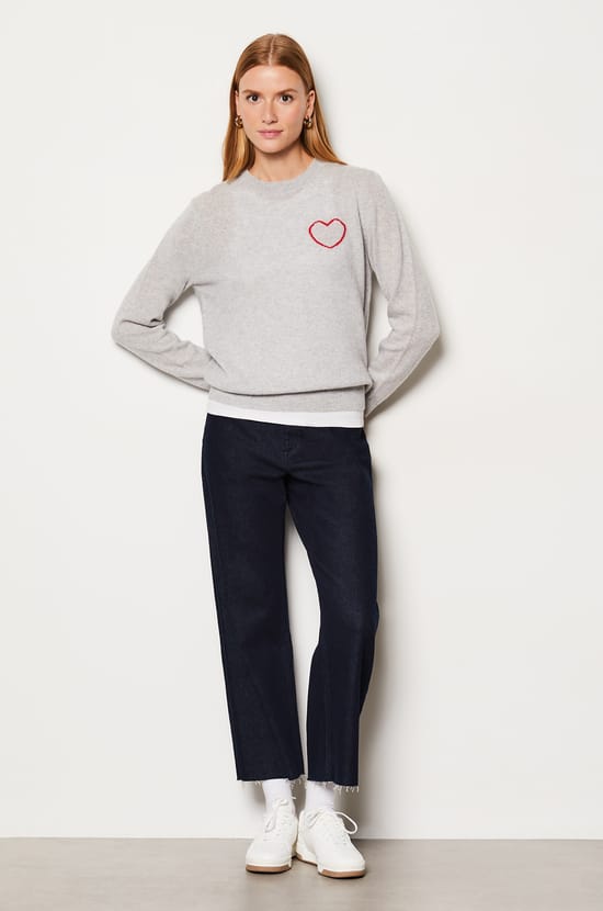 Pull col rond cachemire détail cœur;${refinementColor}