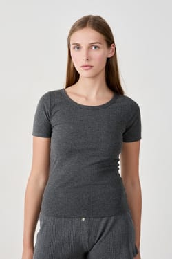 T-shirt de pyjama manches courtes en coton côtelé;${refinementColor}
