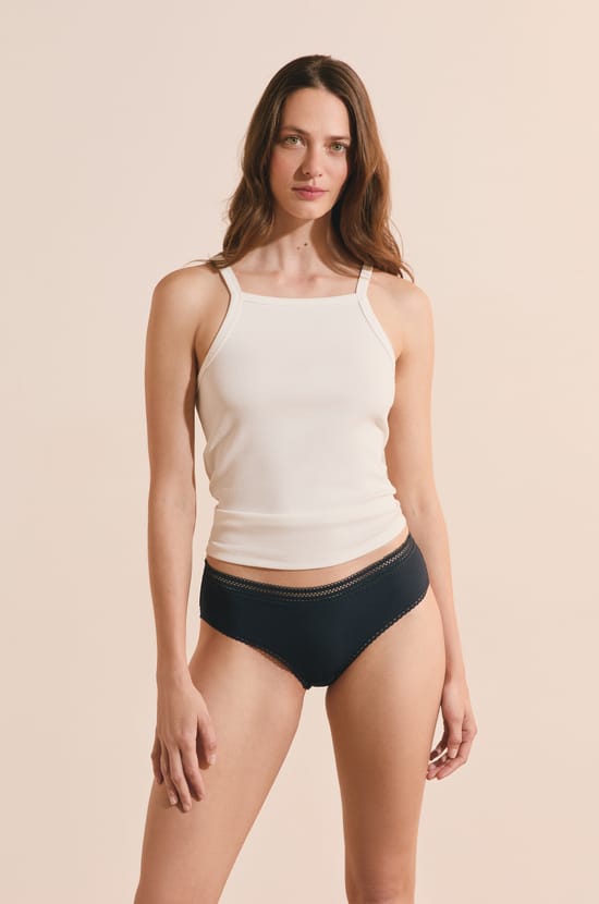 Boyshort in Microfiber with Lace Details;${refinementColor}