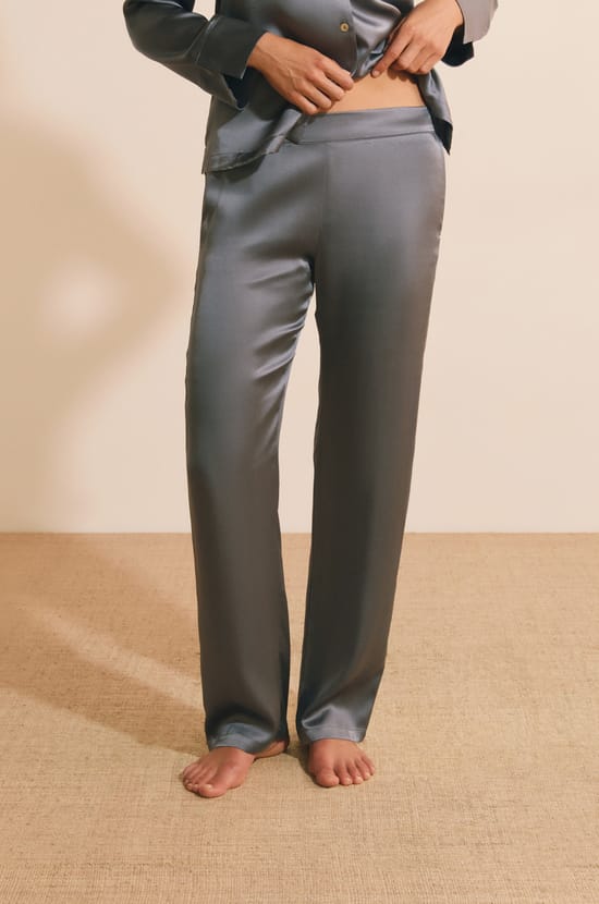 Pantalon de pyjama en soie;${refinementColor}