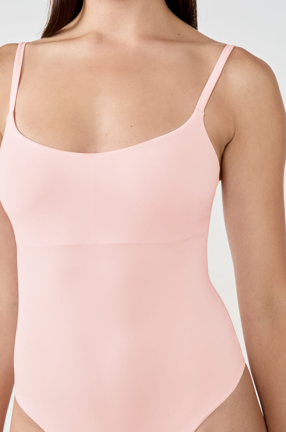 Microfiber bodysuit with integrated bralette;${refinementColor}