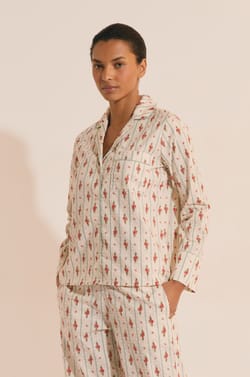 Chemise de pyjama &agrave; motifs fleuris en coton;${refinementColor}