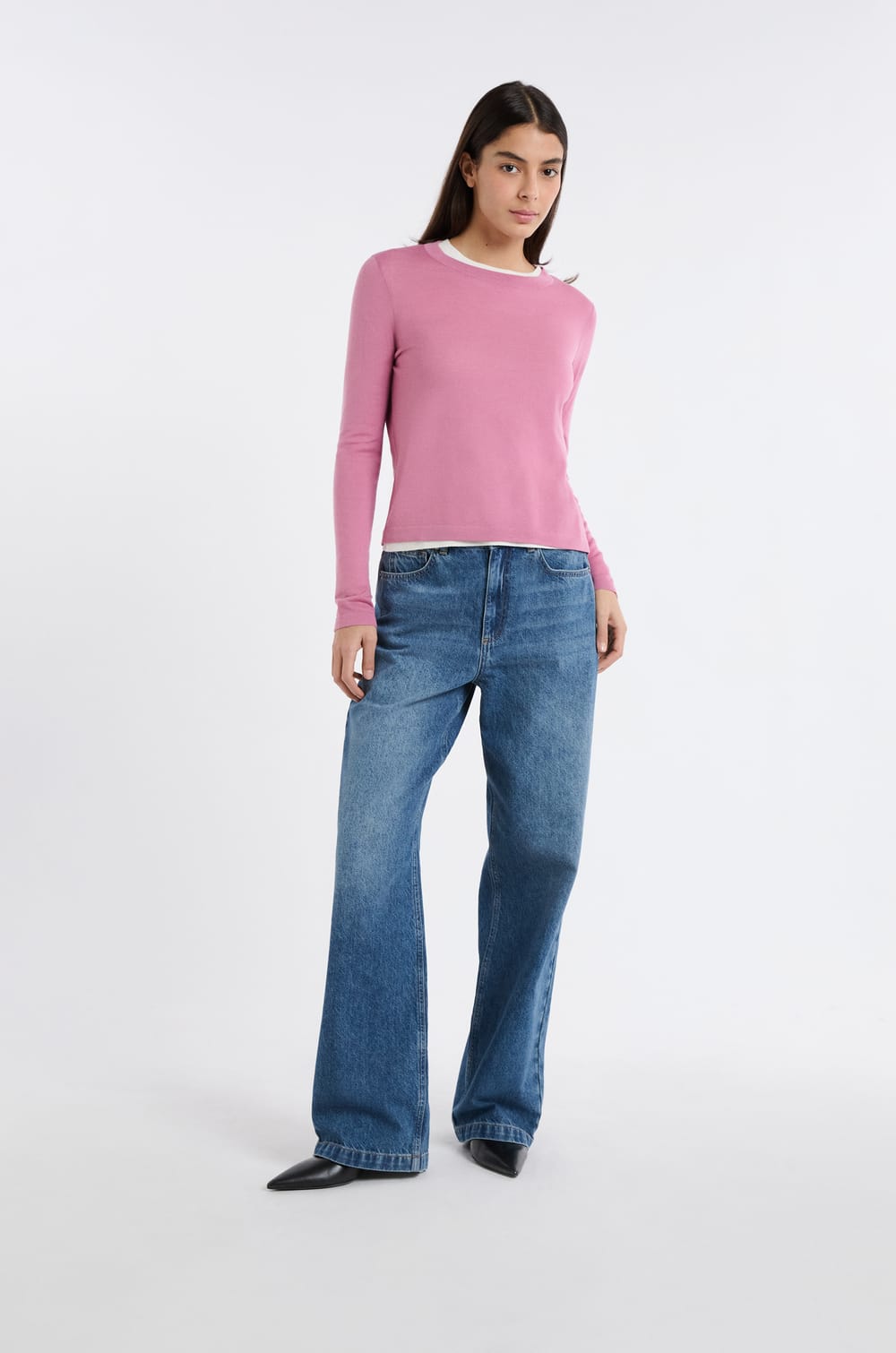 Round Neck Sweater 100% Wool;${refinementColor}