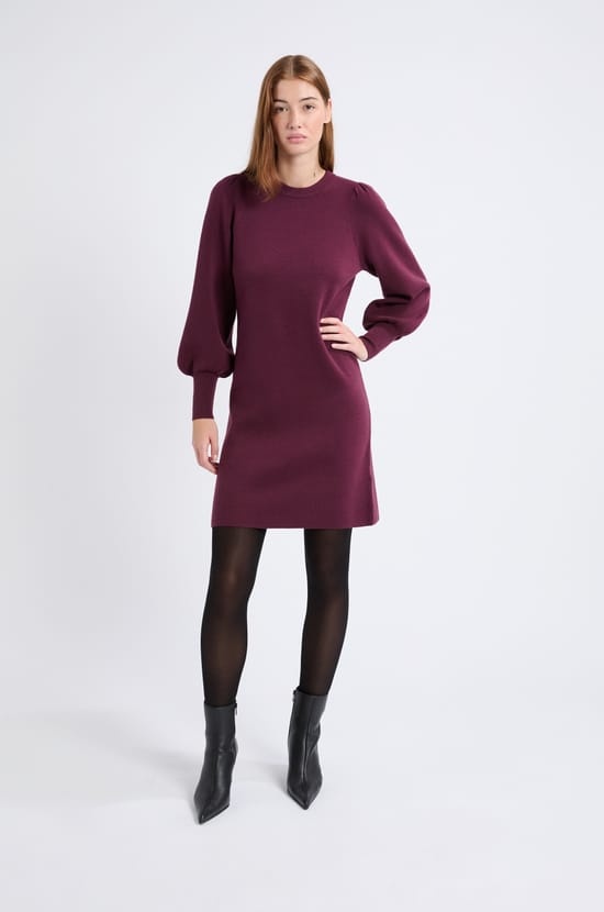 Robe à manches longues en maille fine;${refinementColor}