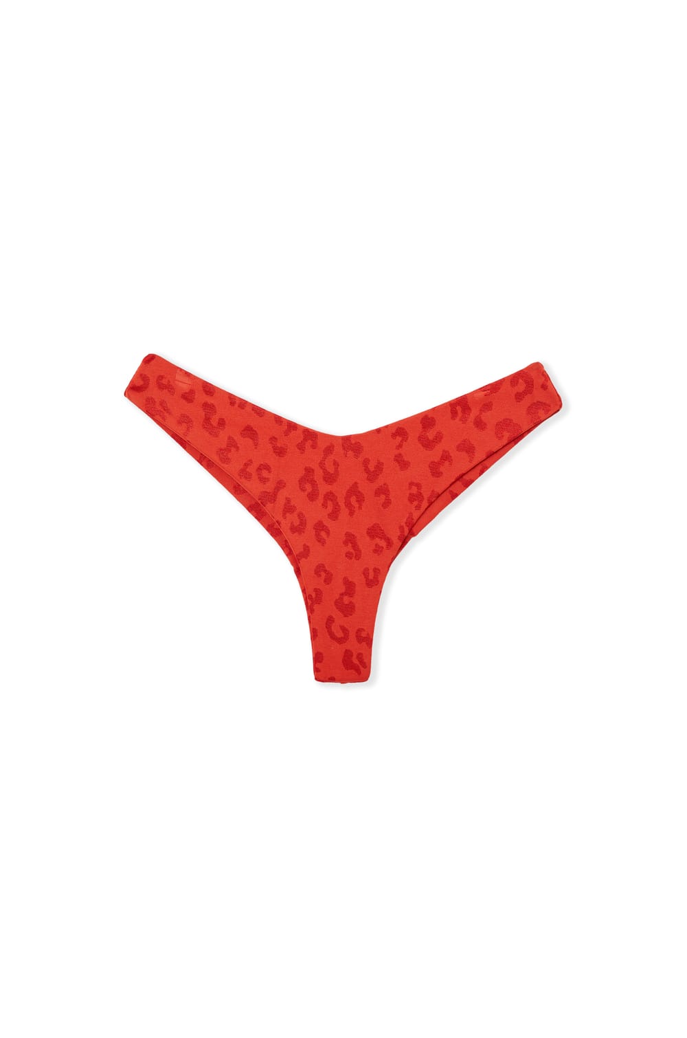 High-Waist Brazilian Bikini Bottom with Jacquard Effect;${refinementColor}