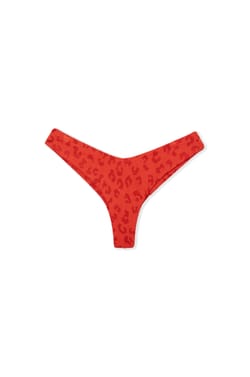 High-Waist Brazilian Bikini Bottom with Jacquard Effect;${refinementColor}