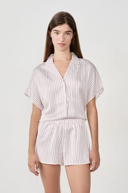 Short de pyjama satiné à rayures;${refinementColor}