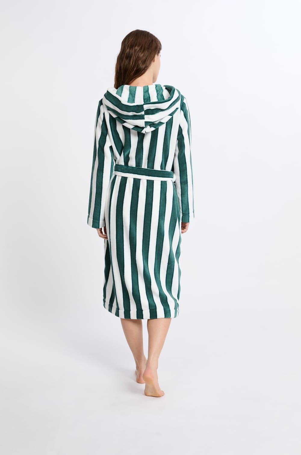 Peignoir mi-long à rayures;${refinementColor}